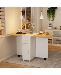Folding Dining Table with Drawers and Cabinets