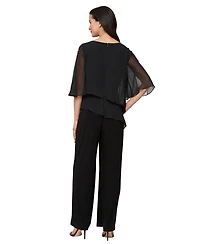 Sl Fashions Petite Double Tier Overlay Bodice Jumpsuit