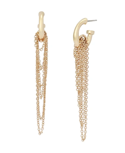 Robert Lee Morris Soho Gold Chain Fringe Huggie Earrings