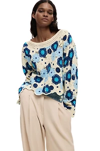Desigual Women's Crochet with flowers sweater