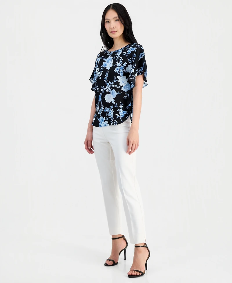 Anne Klein Petite Flutter-Sleeve Bateau Neck Blouse