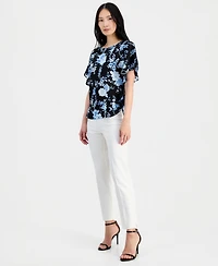Anne Klein Petite Flutter-Sleeve Bateau Neck Blouse