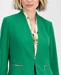 Kasper Women's Zip-Pocket 3/4-Sleeve Blazer