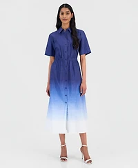 Anne Klein Women's Ombre Cotton Midi Shirtdress