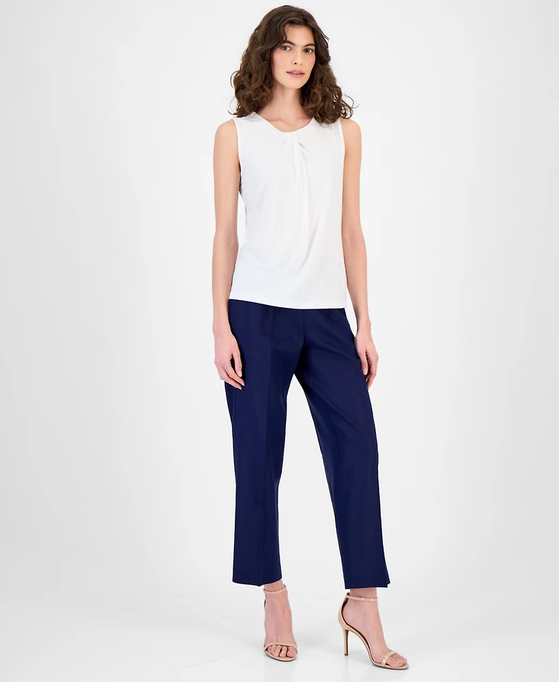 Anne Klein Women's Sleeveless Asymmetric Pleated Top