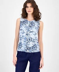 Anne Klein Women's Sleeveless Asymmetric Pleated Top