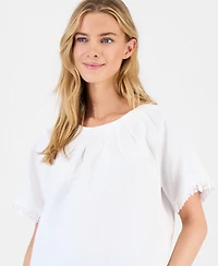 Anne Klein Petite Pleated Neck Top