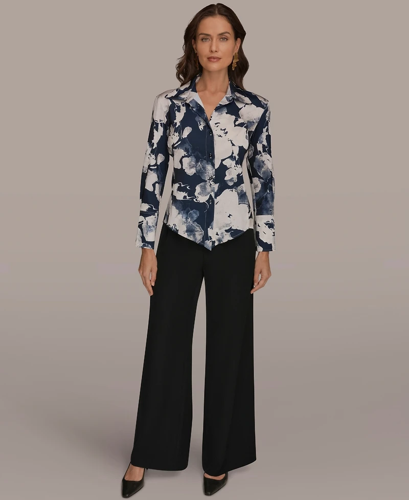 Donna Karan New York Petite Collared Neck Long Sleeves Shirt