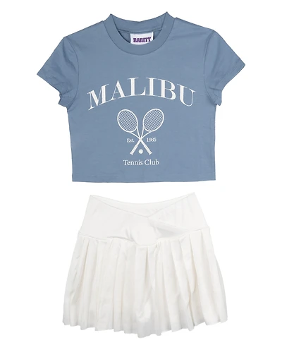 Rare Editions Girls' 4T-6X Graphic T-Shirt and Pleated Skort, 2-Piece Set