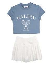 Rare Editions Girls' 4T-6X Graphic T-Shirt and Pleated Skort, 2-Piece Set