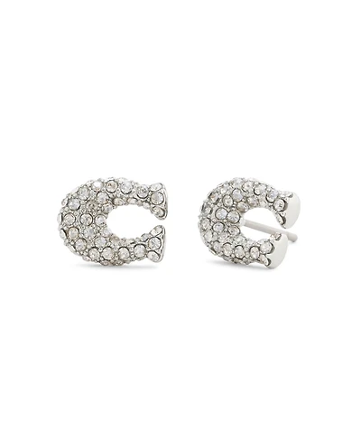Coach Faux Stone Pave Signature C Stud Earrings