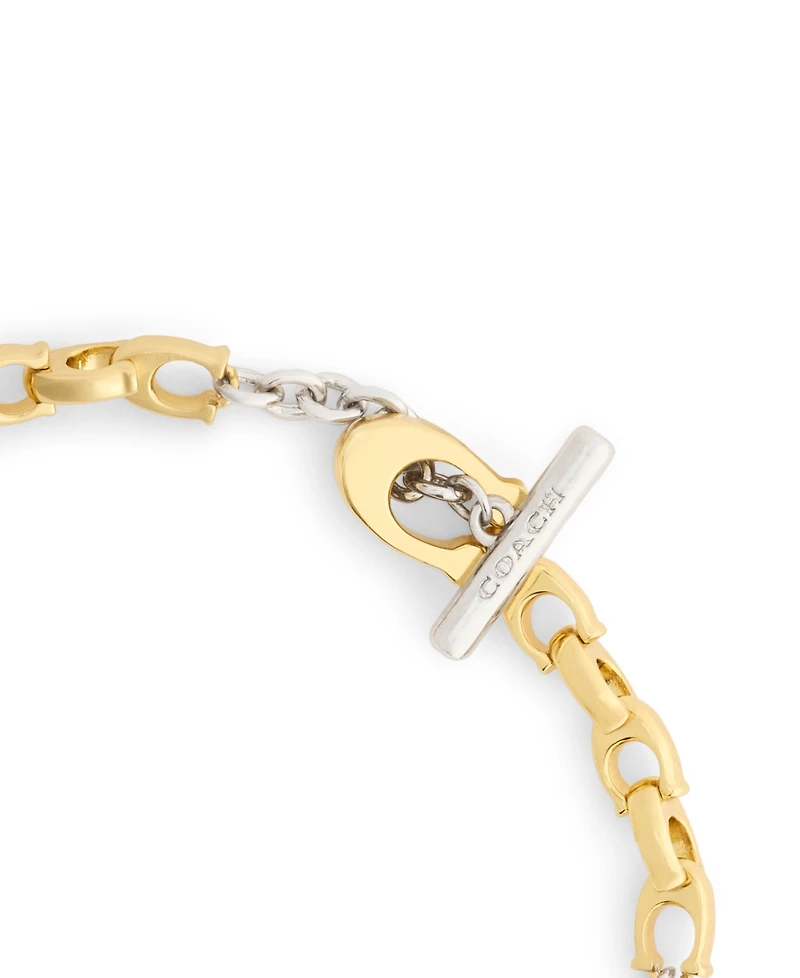Coach Two-Tone Signature C Mixed Chain Bracelet