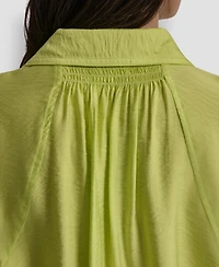 Dkny Women's Collared Neck Short Roll Tab Sleeve Shirt
