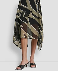 Dkny Women's Sleeveless Layered Crinkle V-Neck Dress