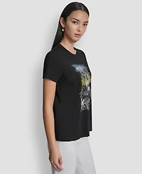 Dkny Women's Central Park Conversational Print Crewneck Short-Sleeve T-Shirt