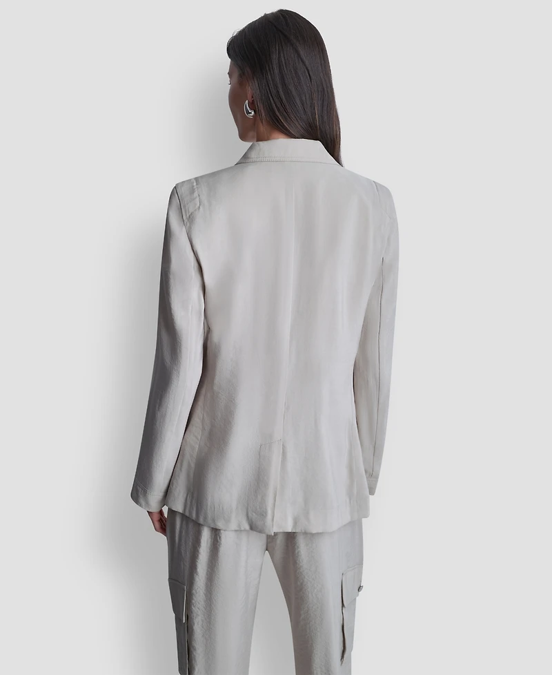 Dkny Women's Peak Lapel Collar Sueded Fuji Blazer