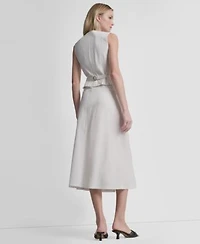 Dkny Womens Arid Pique Mini Logo Emblem Slit A Line Skirt Sleeveless V Neck Arid Pique Vest