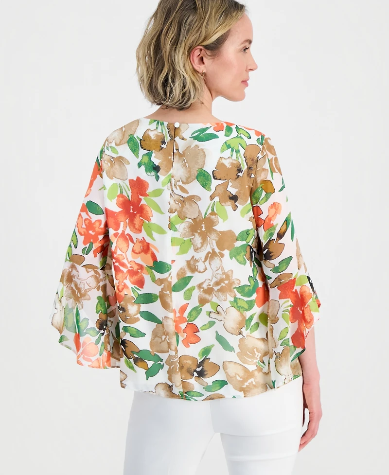 Kasper Petite Ruffle-Sleeve Pull-On Woven Top