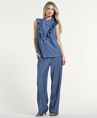 Isaac Mizrahi Women's Mandarin Collar Top