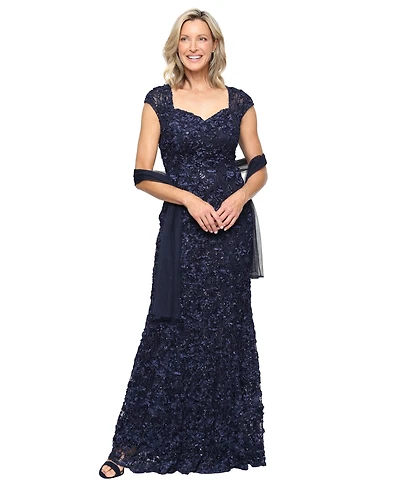 Alex Evenings Women's Sequined Soutache Mermaid Gown