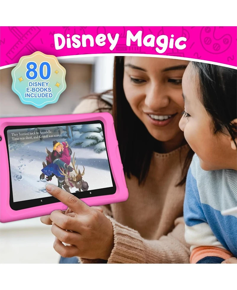 Contixo K80A 8" Kids Learning Tablets, Disney eBook Pre-Installed, Android 13, 32GB, Kid-Proof Case & Stylus