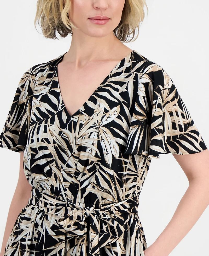 Kasper Women's V-Neck Flutter-Sleeve Midi Dress