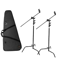Matthews 40" C+ Stand with Sliding Leg, Grip Head and Arm, Black, 2-Pack, Bundle with Slinger L7 BigBag 2 Durable Case