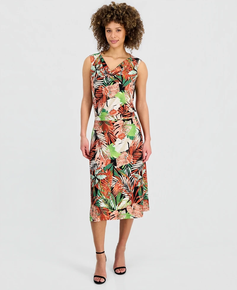 Kasper Women's Printed Pull-On Midi Skirt