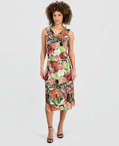Kasper Women's Printed Pull-On Midi Skirt