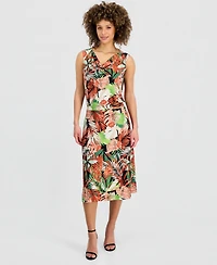 Kasper Women's Printed Pull-On Midi Skirt