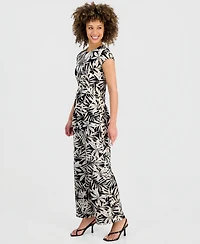 Kasper Women's Printed Wide-Leg Pull-On Pants