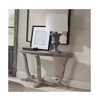 Liberty Furniture Greystone Mill Sofa Table in Stone White Wash w/ Wirebrush Distressing