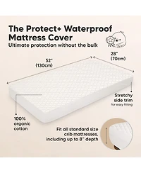 KeaBabies 1-Pack Protect+ Waterproof Crib Mattress Protector Cover, Mavy Quilted Cotton Baby Mattress Topper, Toddler Crib Sheet