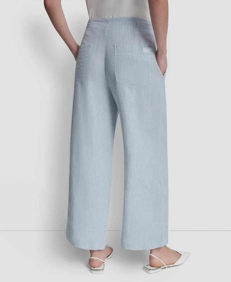 Dkny Jeans Women's Cropped Wide-Leg Linen Pants
