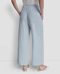 Dkny Jeans Women's Cropped Wide-Leg Linen Pants