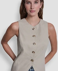 Dkny Jeans Women's Crewneck Button-Front Vest