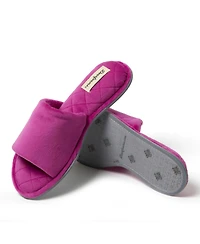 Dearfoams Women's Beatrice Microfiber Velour Shower Slide House Slipper
