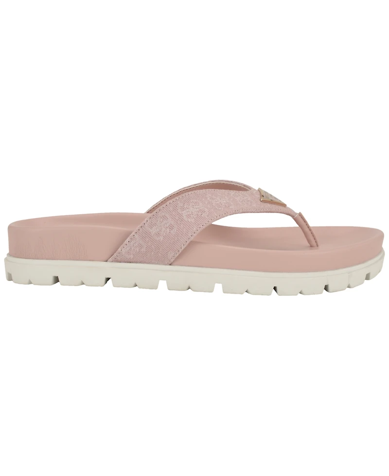 Guess Women's Davelle Lug Sole Logo Thong Sandals
