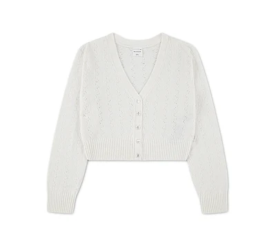 abercrombie kids Girls' Pointelle V-Neck Cardigan