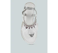 Risha Genuine Leather Tassel Sandals