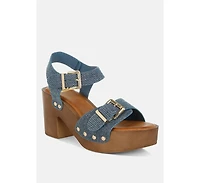 Vipasa Studded Denim Clog Sandals