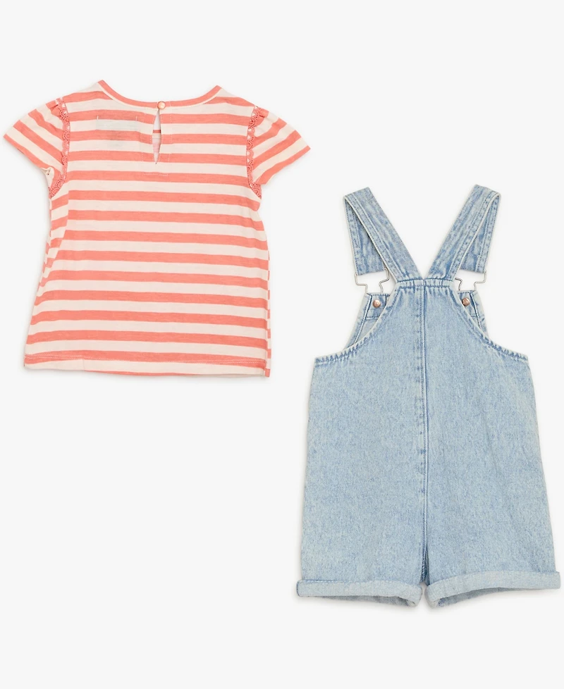 7 For All Mankind Baby Girls' Short-Sleeve Top & Shortall, 2-Piece Set