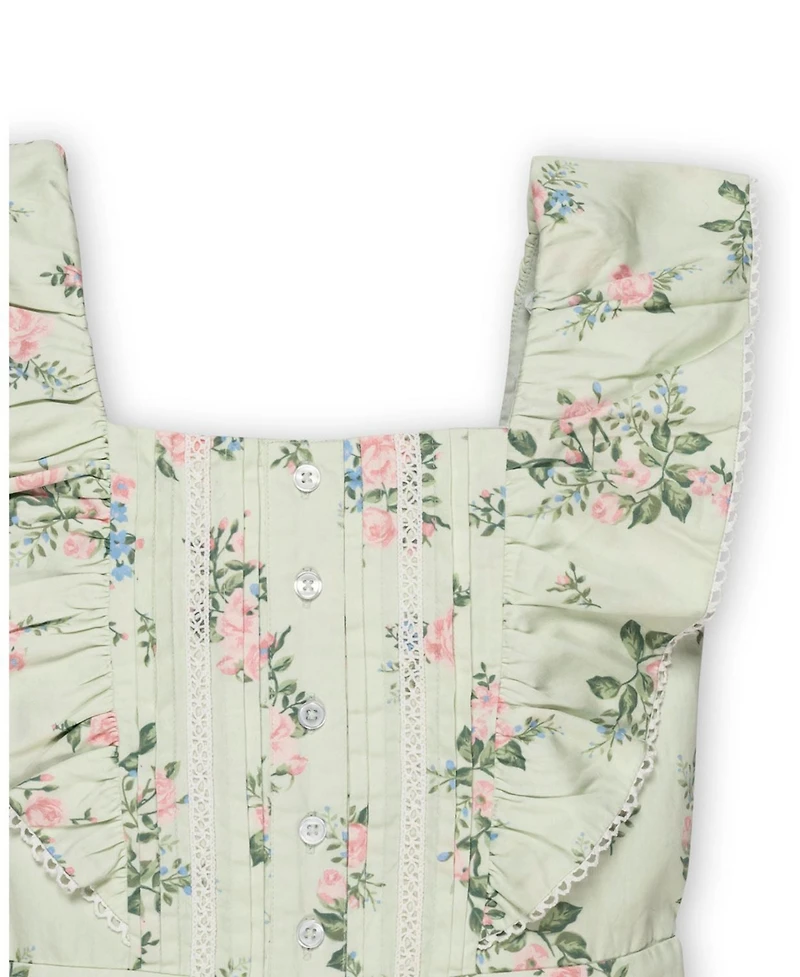 Hope & Henry Little Girls Organic Flutter Sleeve Sateen Jumpsuit