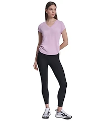 Dkny Sport Women's Ruched Side Seams V-Neck Tech T-Shirt
