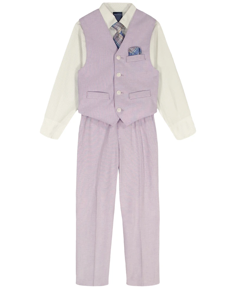 Nautica Boys' 2-7 Check Long-Sleeve Shirt, Vest, Necktie, Pocket Square & Pants, 5-Piece Set