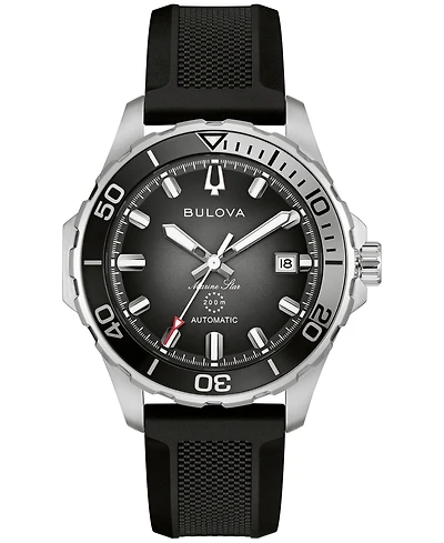 Bulova Men's Marine Star Series B Automatic Black Silicone Rubber Watch 45mm