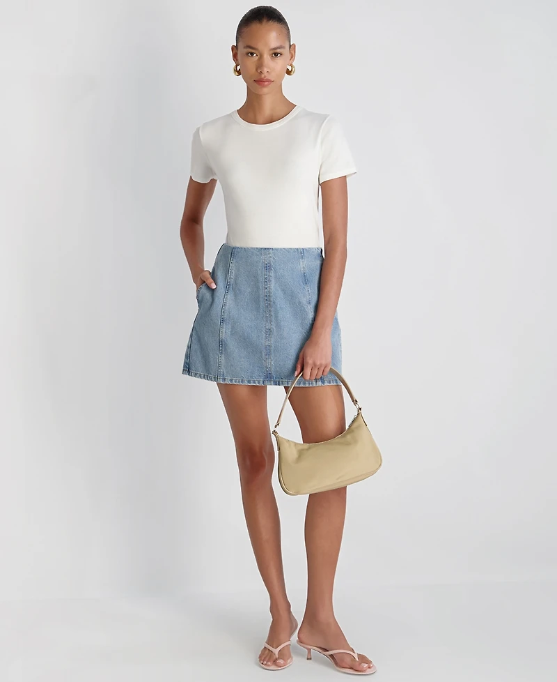 French Connection Women's 90s Denim Multi Seam Mini Skirt