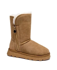 Pazstor Women's Shearling and Suede Winter Boots CY2466