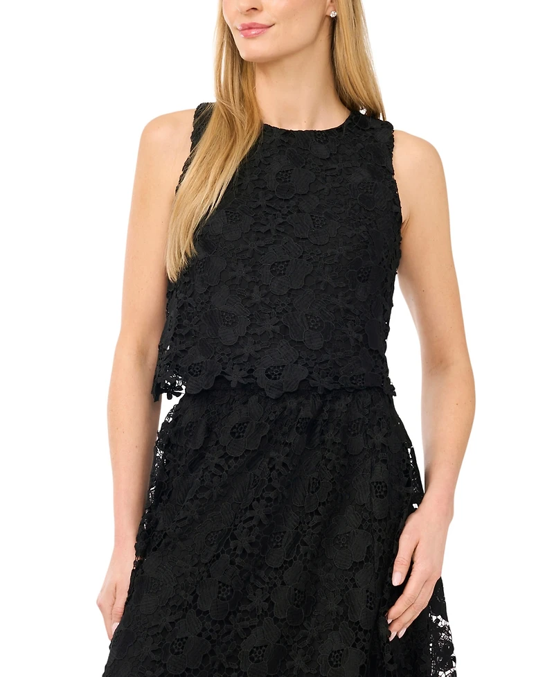 CeCe Women's Lace Crew Neck Top