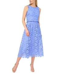 Cece Womens Lace Crew Neck Top Midi Skirt